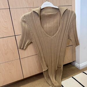 Jacquemus Tan Ribbed Knit bodysuit